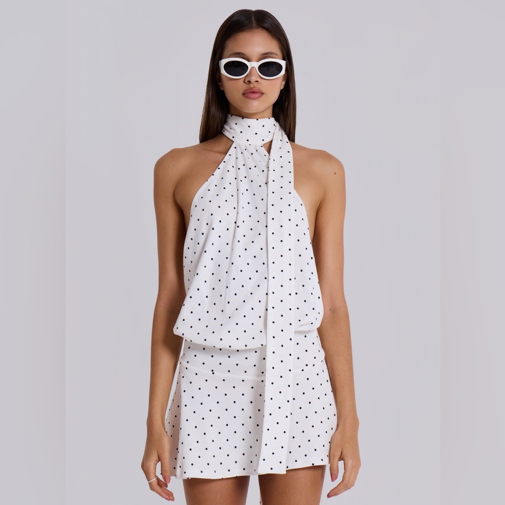 Jaded London Enya Backless Mini Dress in Polkadot